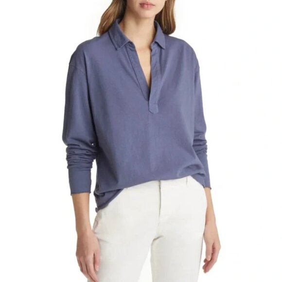 Frank & Eileen PATRICK Popover Henley Heritage Jersey White Size: XS Ocean - Picture 2 of 15